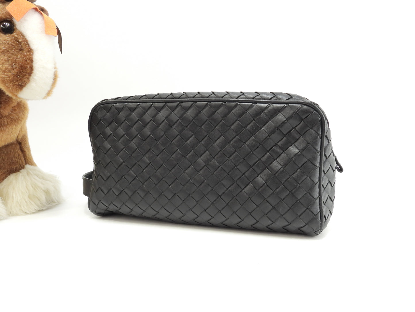 ボッテガヴェネタ クラッチ イントレチャート レザー黒 セカンドバッグ メンズポーチ 美品@ 259