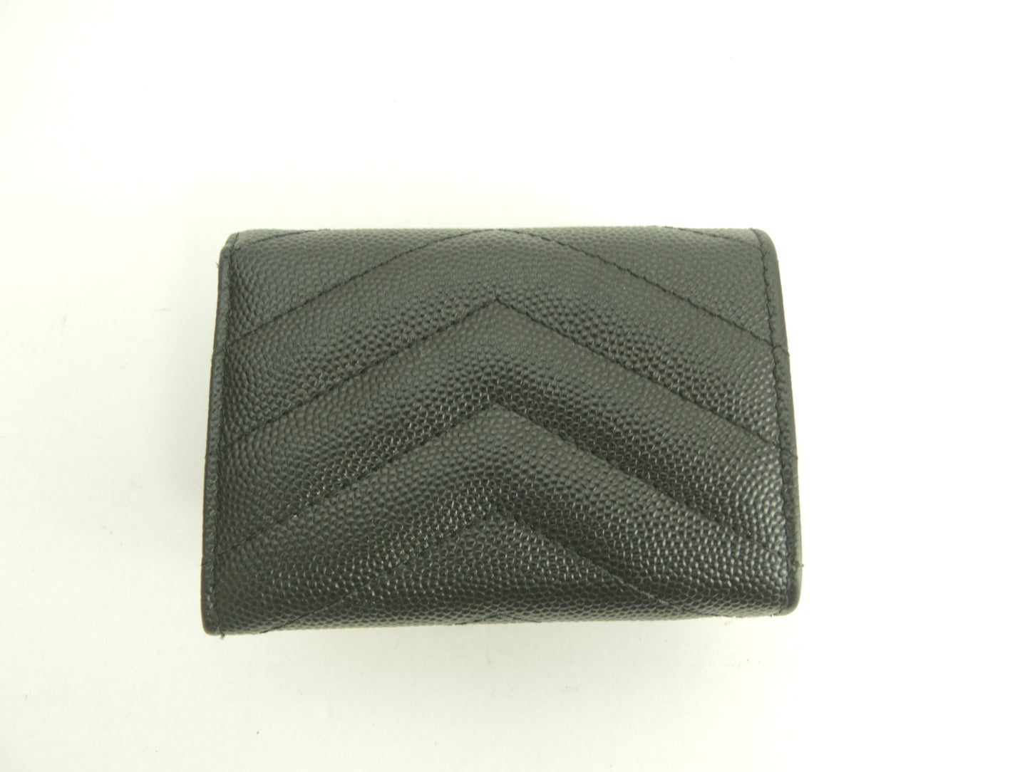 サンローラン ミニウォレット YSL レザー黒 3折Wホック財布 ゴールド金具@ 93