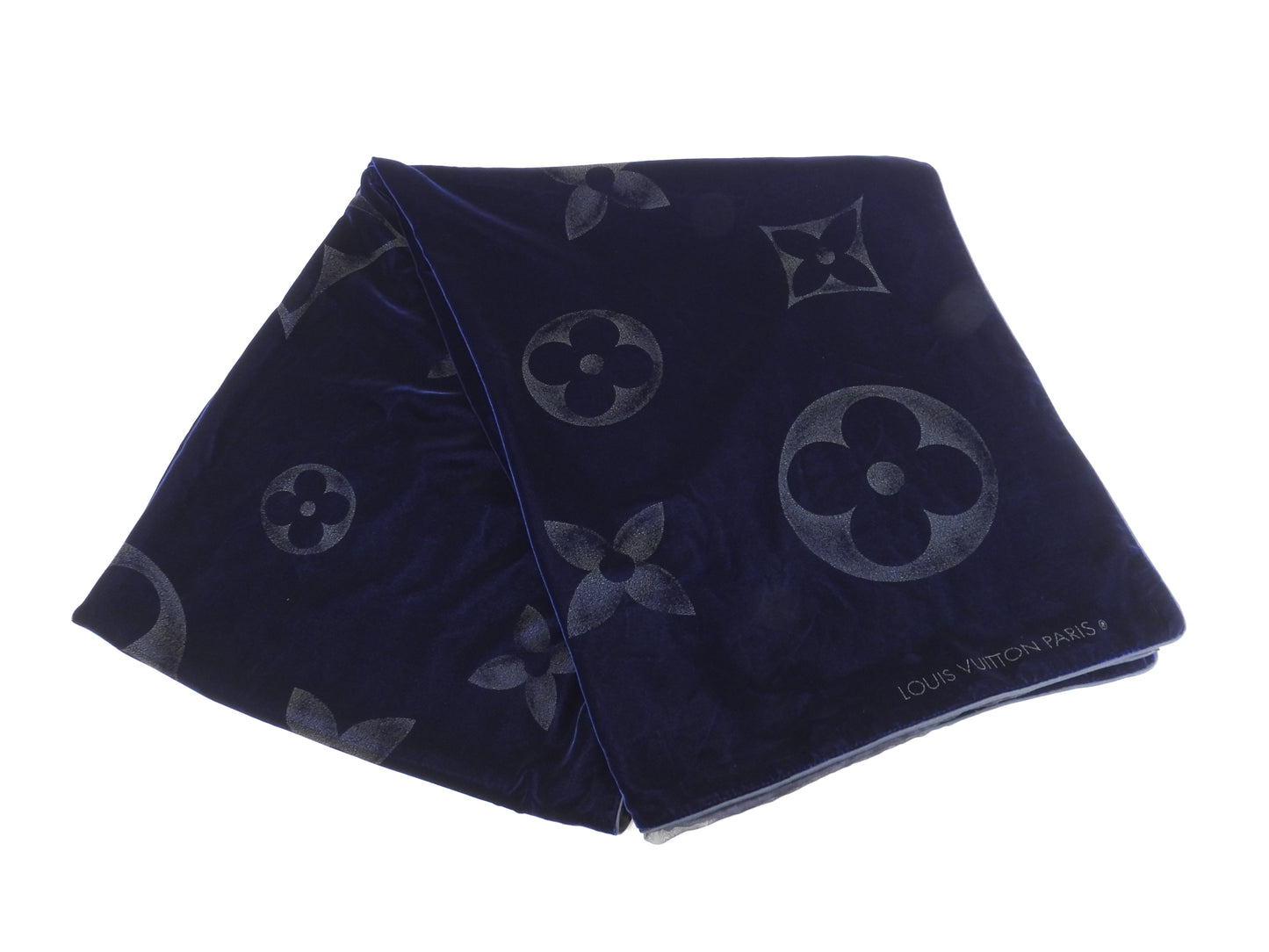 ルイヴィトン エシャルプベルベットGM M71533 ナイトブルー ショール膝掛 美品@ 1