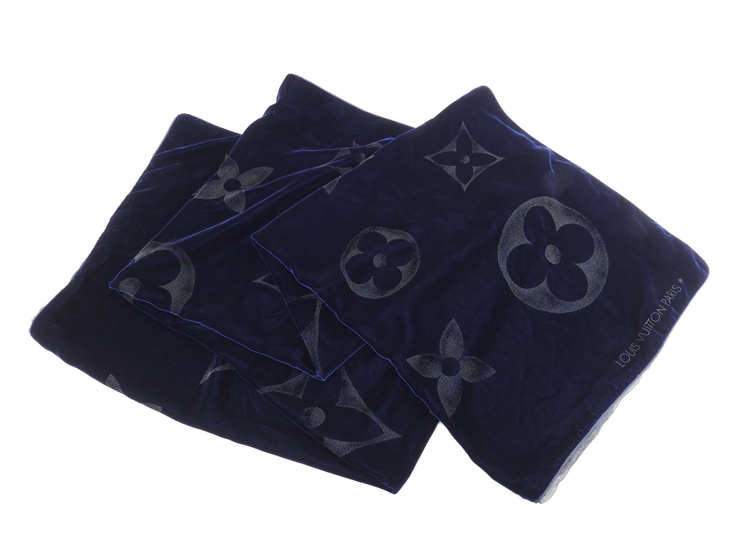 ルイヴィトン エシャルプベルベットGM M71533 ナイトブルー ショール膝掛 美品@ 1