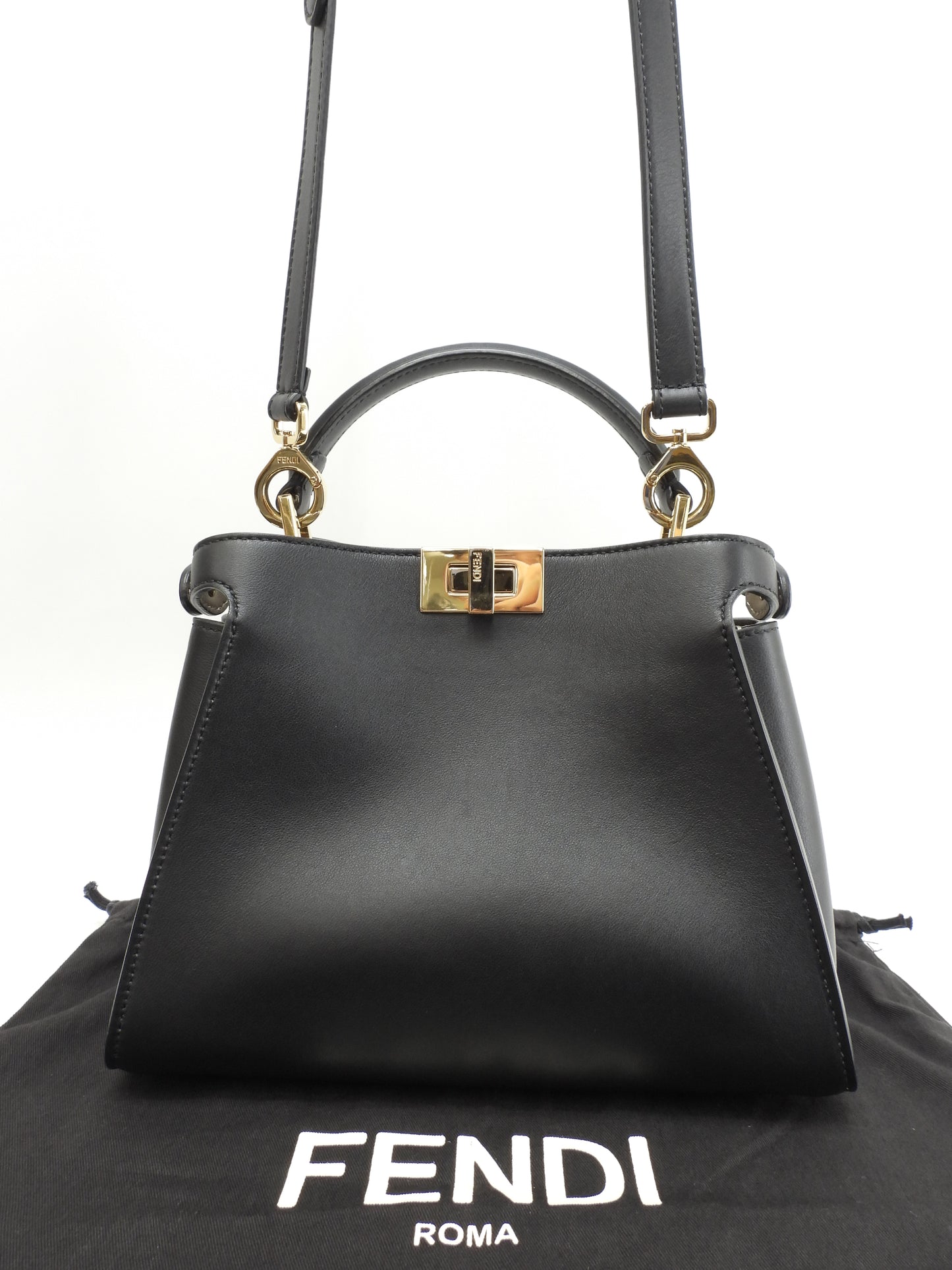 フェンディ ピーカブーミニ アイシーユー レザー黒 ポシェット ハンドバッグ 極美品@ 1