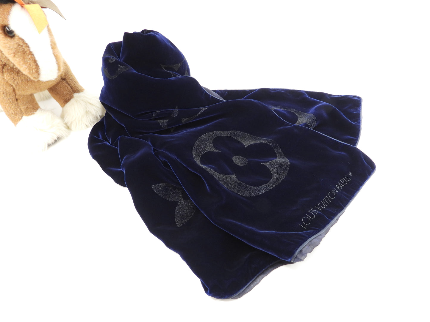 ルイヴィトン エシャルプベルベットGM M71533 ナイトブルー ショール膝掛 美品@ 1
