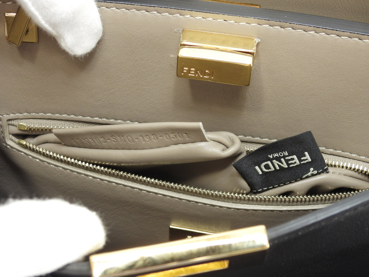 フェンディ ピーカブーミニ アイシーユー レザー黒 ポシェット ハンドバッグ 極美品@ 1