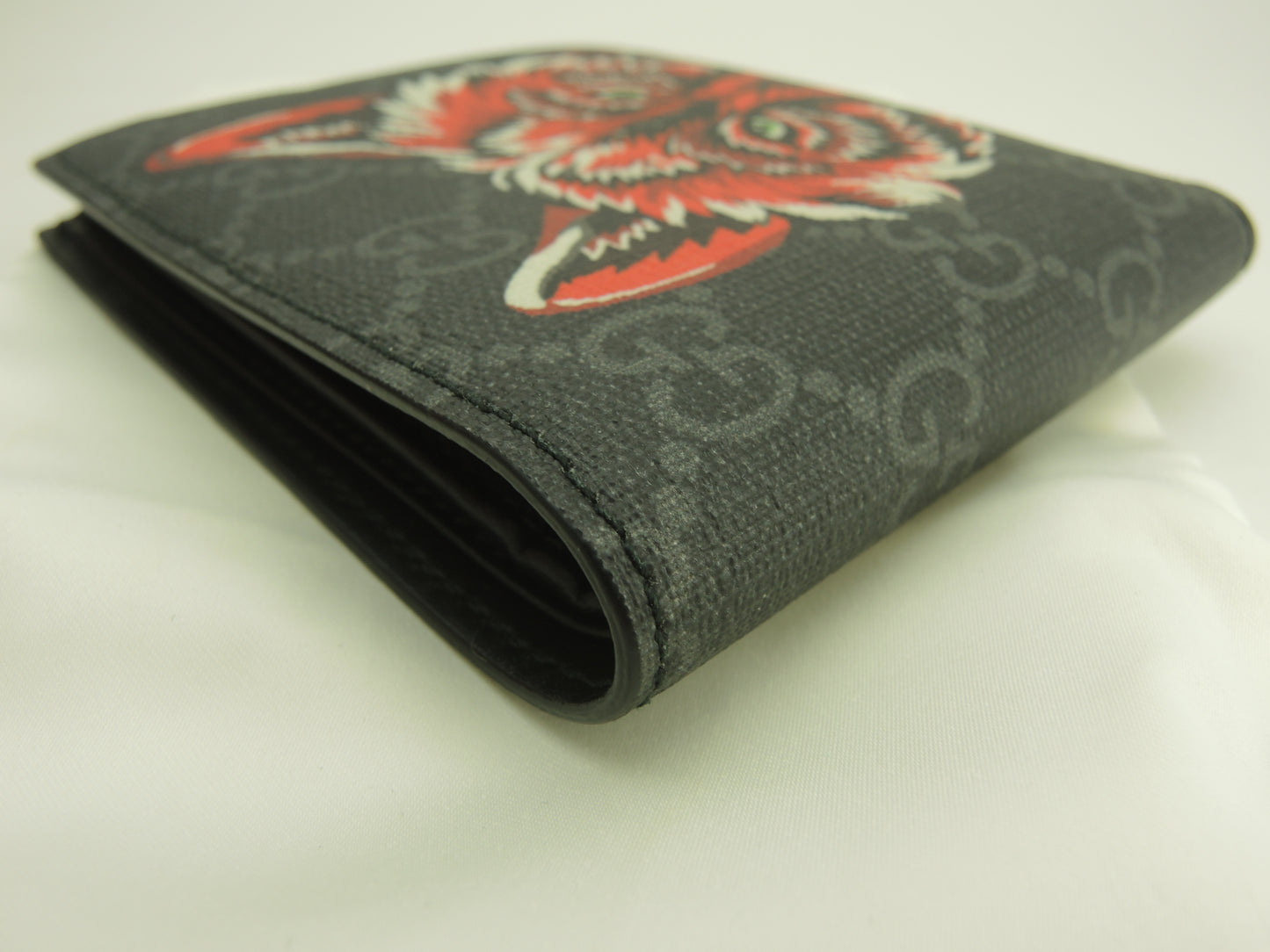 グッチ 2折財布 ウルフ GG黒 メンズ コンパクトウォレット 美品@ 3