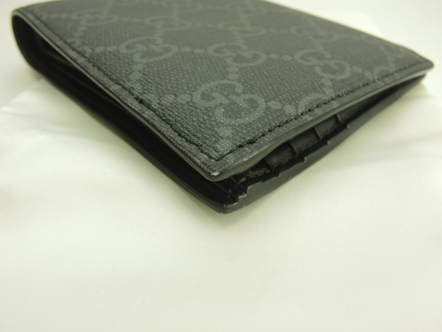 グッチ 2折財布 ウルフ GG黒 メンズ コンパクトウォレット 美品@ 3