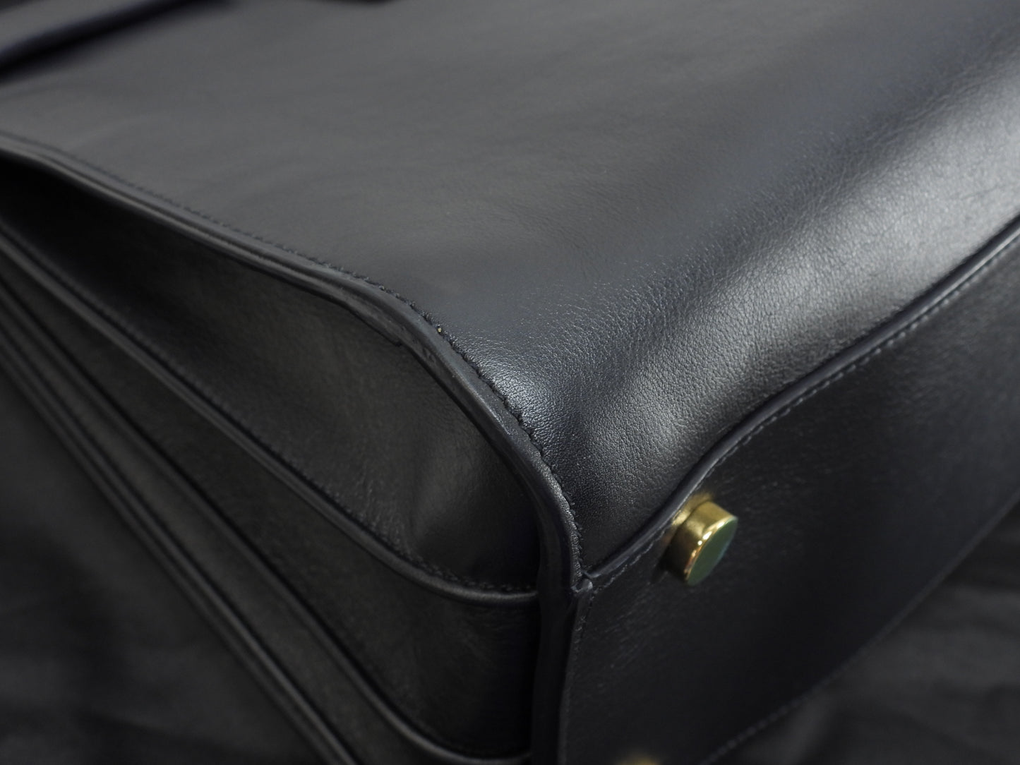 サンローラン サックドジュール YSL レザー濃紺 トートバッグ ハンドバッグ 美品@ 90