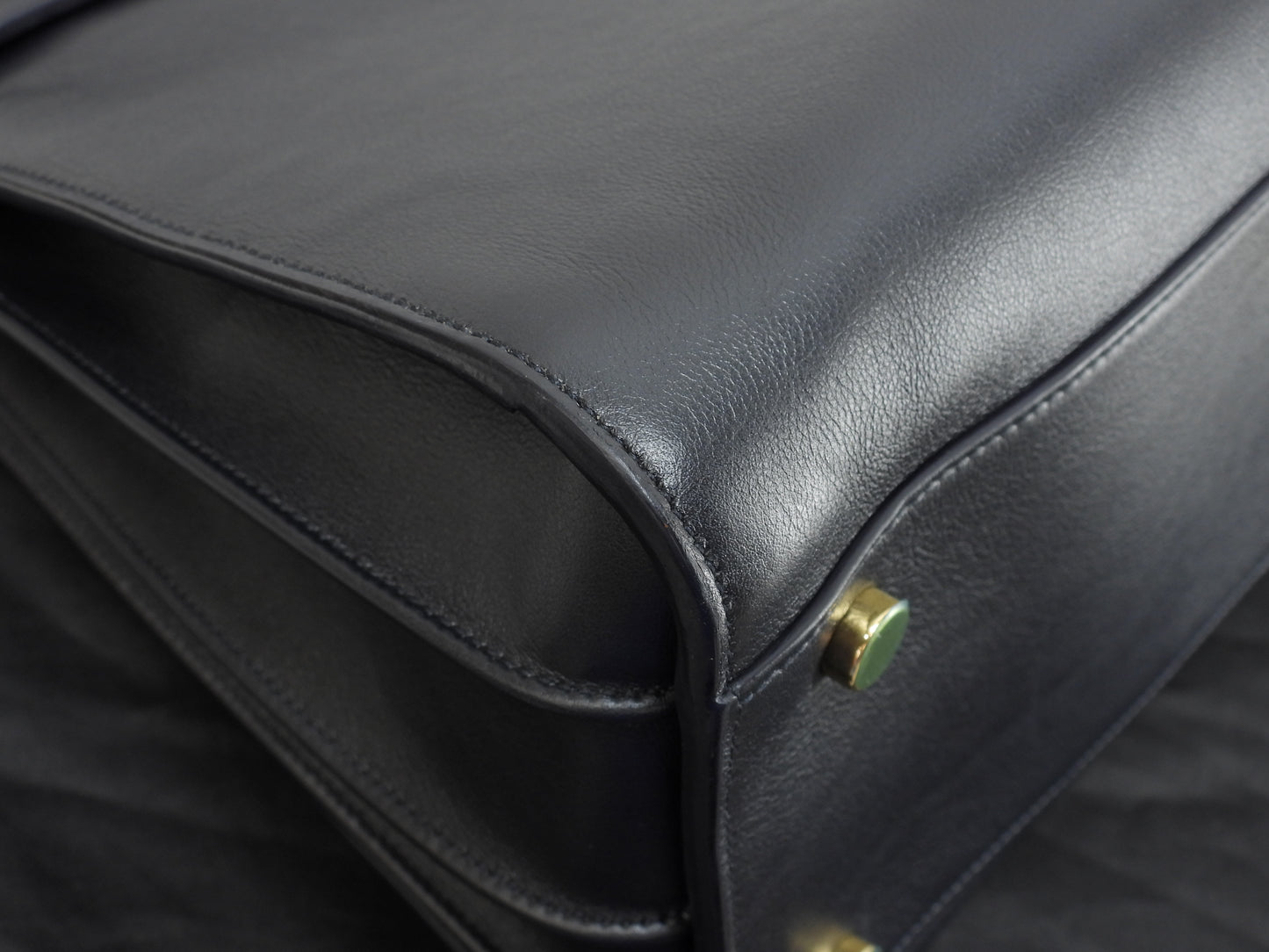 サンローラン サックドジュール YSL レザー濃紺 トートバッグ ハンドバッグ 美品@ 90