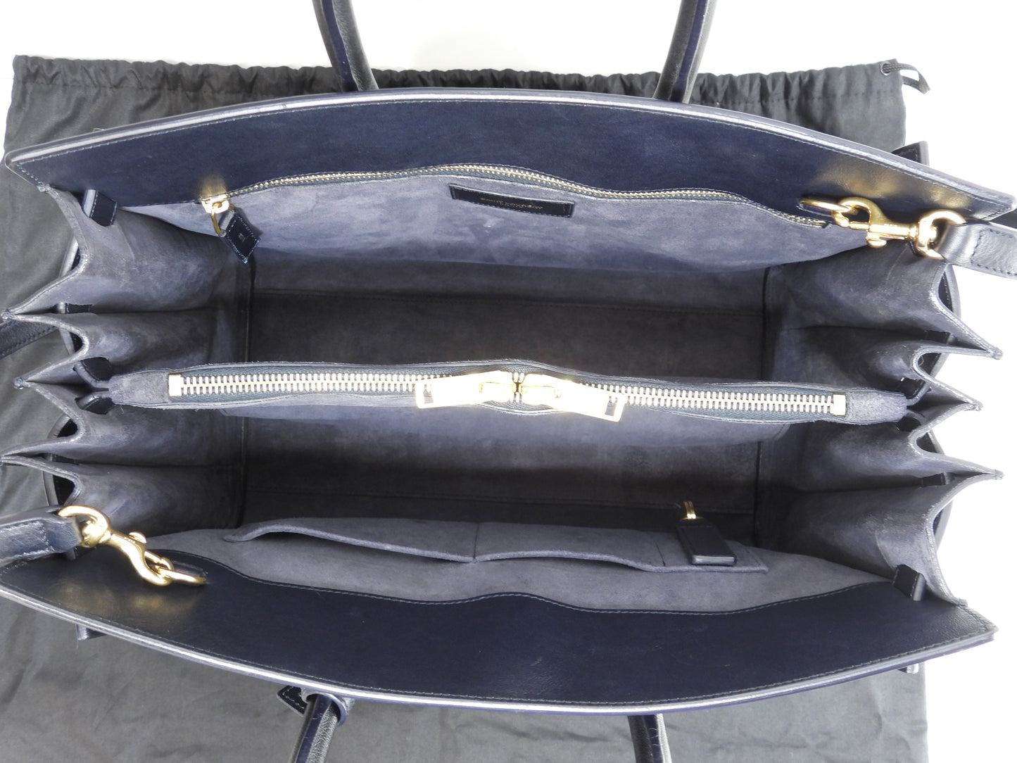 サンローラン サックドジュール YSL レザー濃紺 トートバッグ ハンドバッグ 美品@ 90