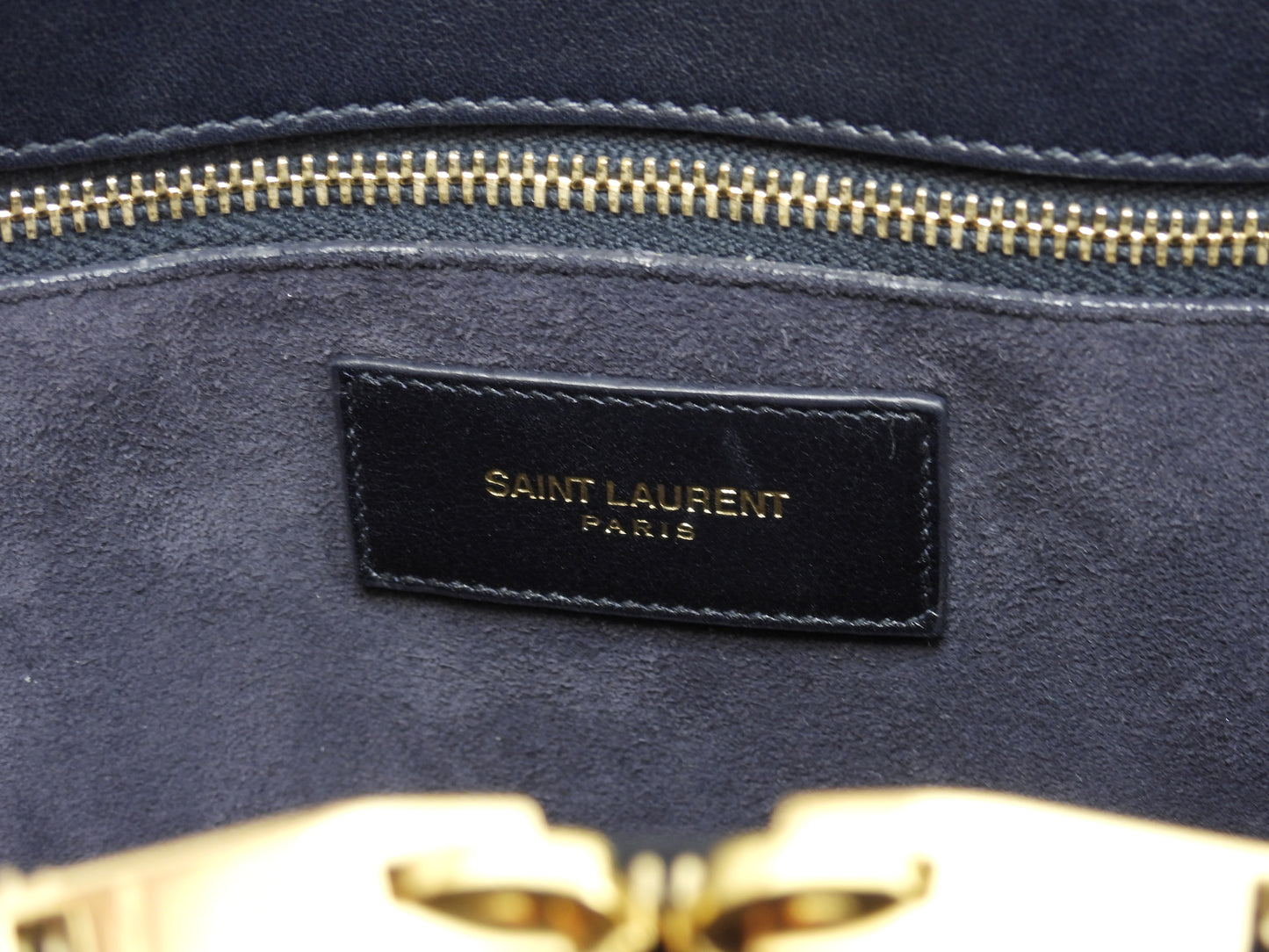 サンローラン サックドジュール YSL レザー濃紺 トートバッグ ハンドバッグ 美品@ 90