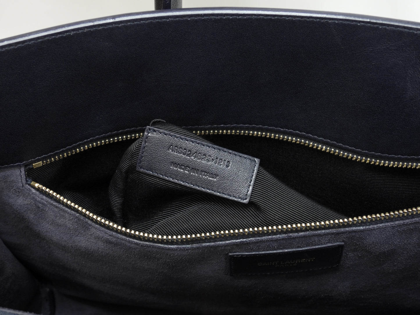 サンローラン サックドジュール YSL レザー濃紺 トートバッグ ハンドバッグ 美品@ 90