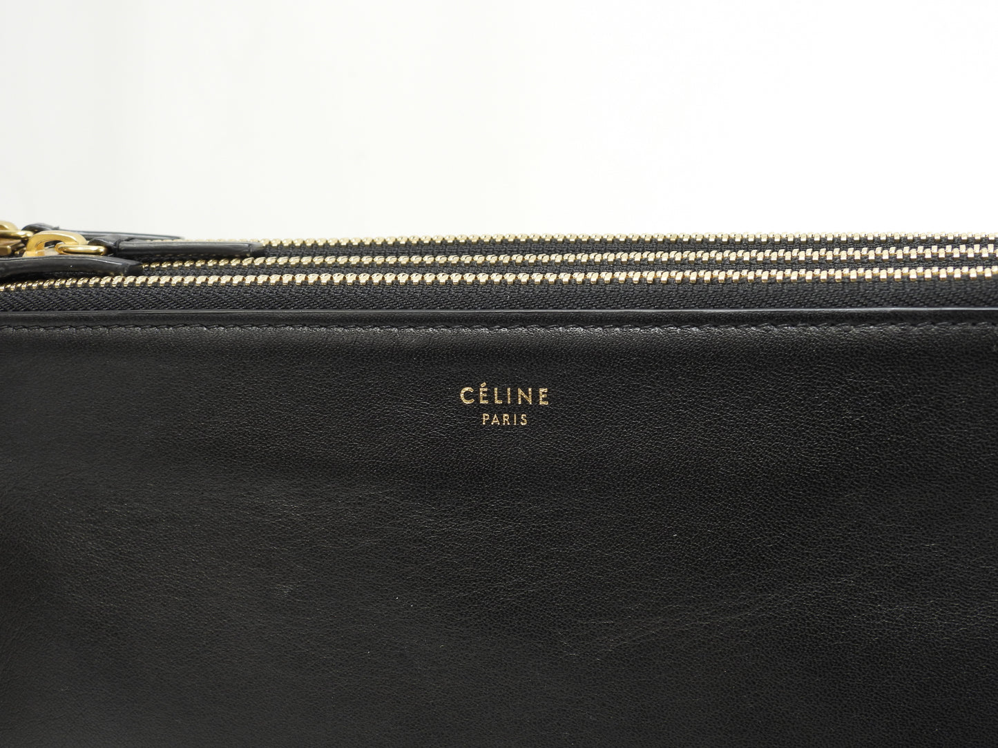 セリーヌ トリオラージ スムースレザー黒 クロスボディバッグ 斜掛ショルダー ポシェット 美品@ 3