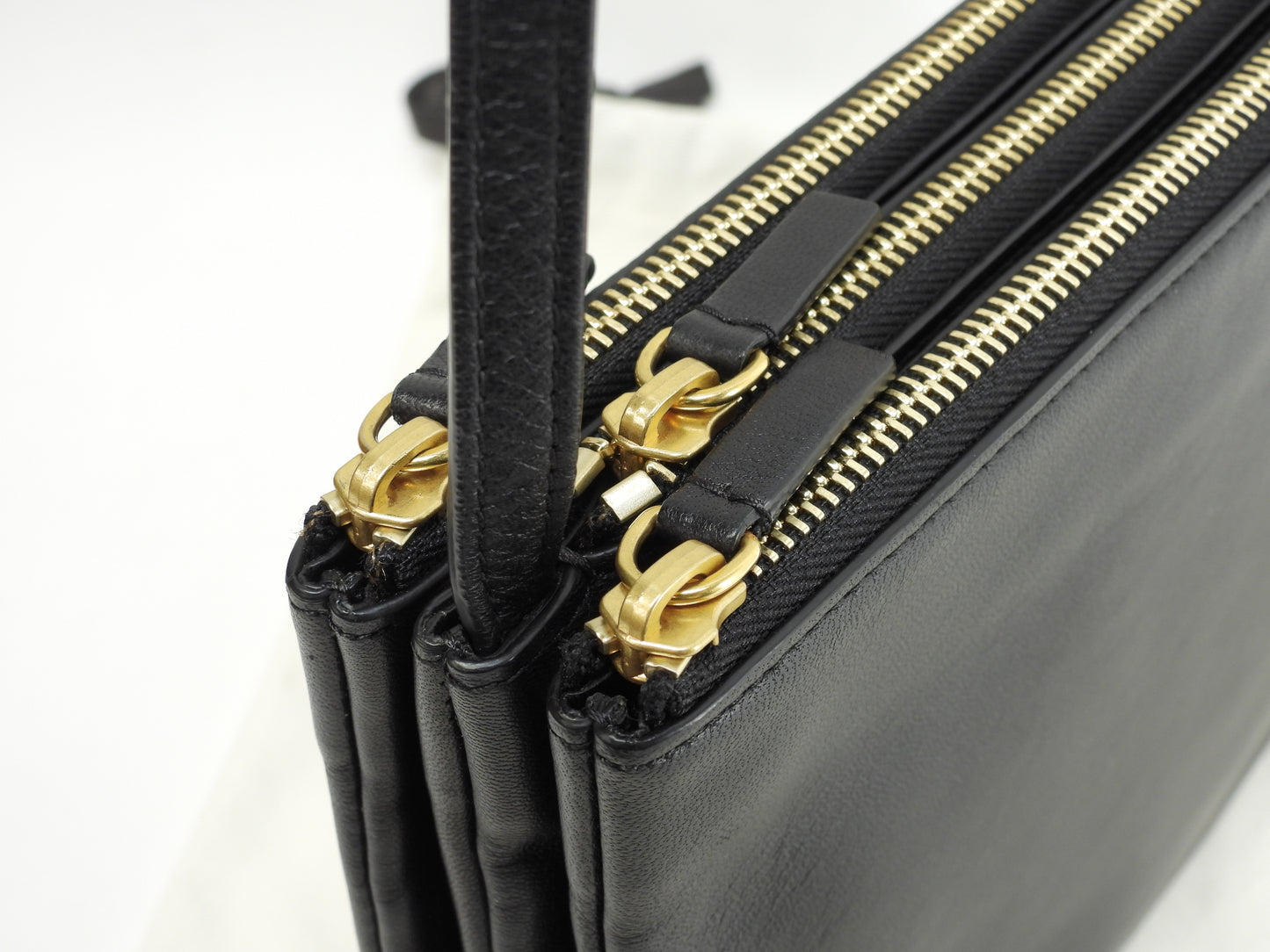 セリーヌ トリオラージ スムースレザー黒 クロスボディバッグ 斜掛ショルダー ポシェット 美品@ 3