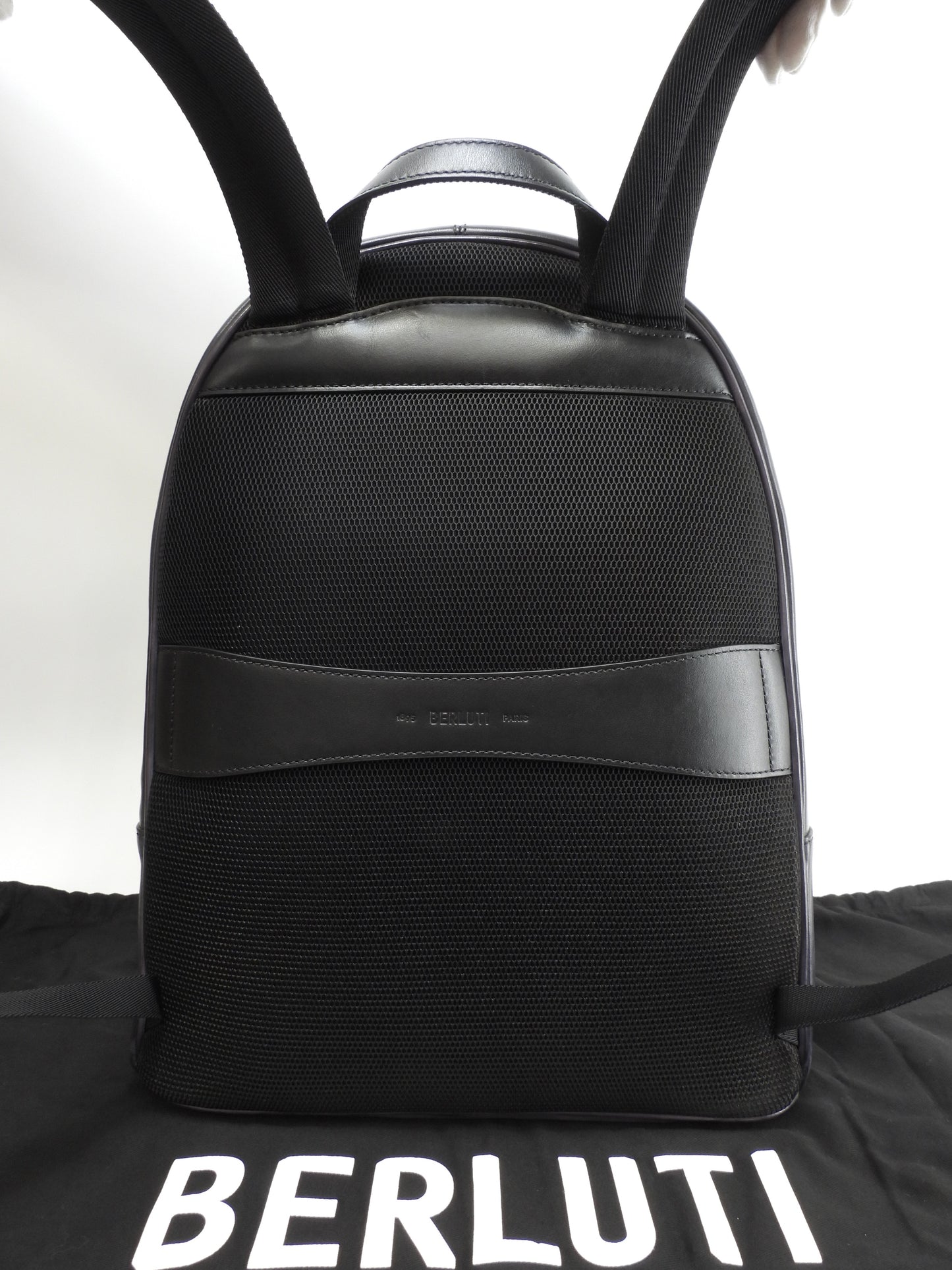 ベルルッティ バックパック タイムオフ レザー紺黒 カリグラフィ リュックサック 極美品@C0262