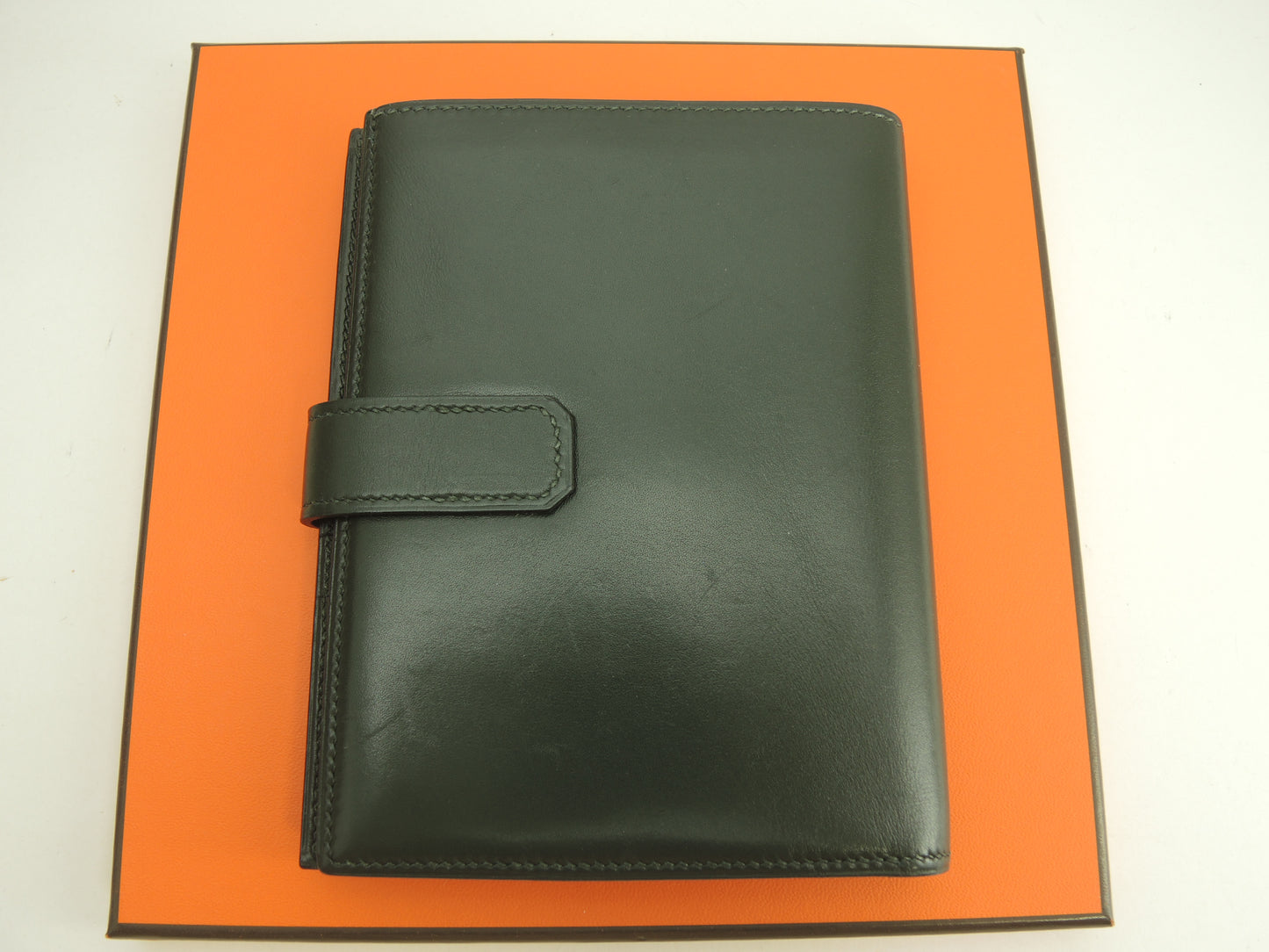 エルメス 2折財布 Boxカーフ 深緑 コンパクトウォレット レア@□E