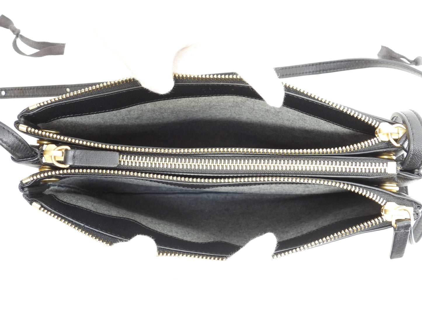 セリーヌ トリオラージ スムースレザー黒 クロスボディバッグ 斜掛ショルダー ポシェット 美品@ 3