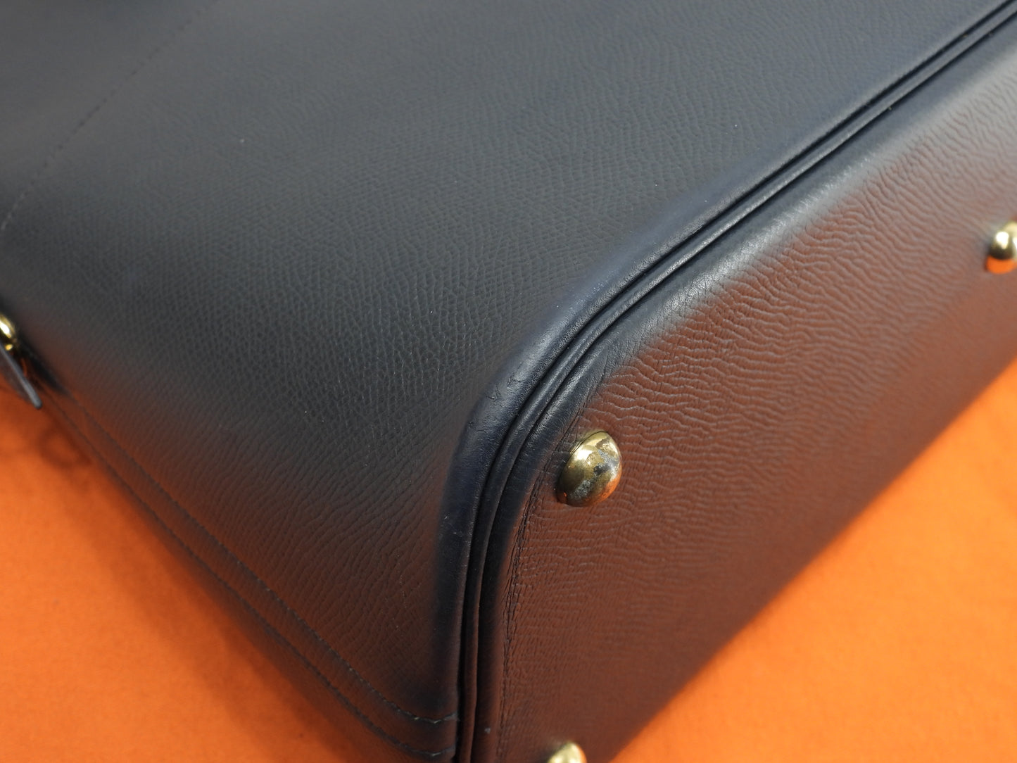 エルメス ボリード35 クシュベル紺 ゴールド金具 s付ハンドバッグ トートバッグ@□D