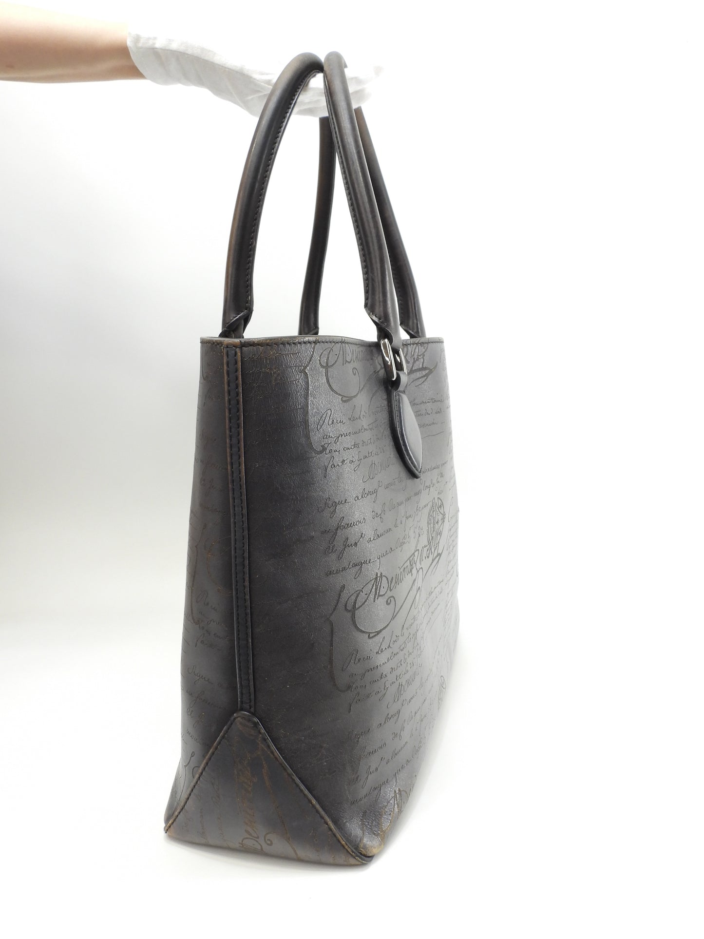 ベルルッティ トゥジュール カリグラフィ レザー濃灰 トートバッグ@A1200P
