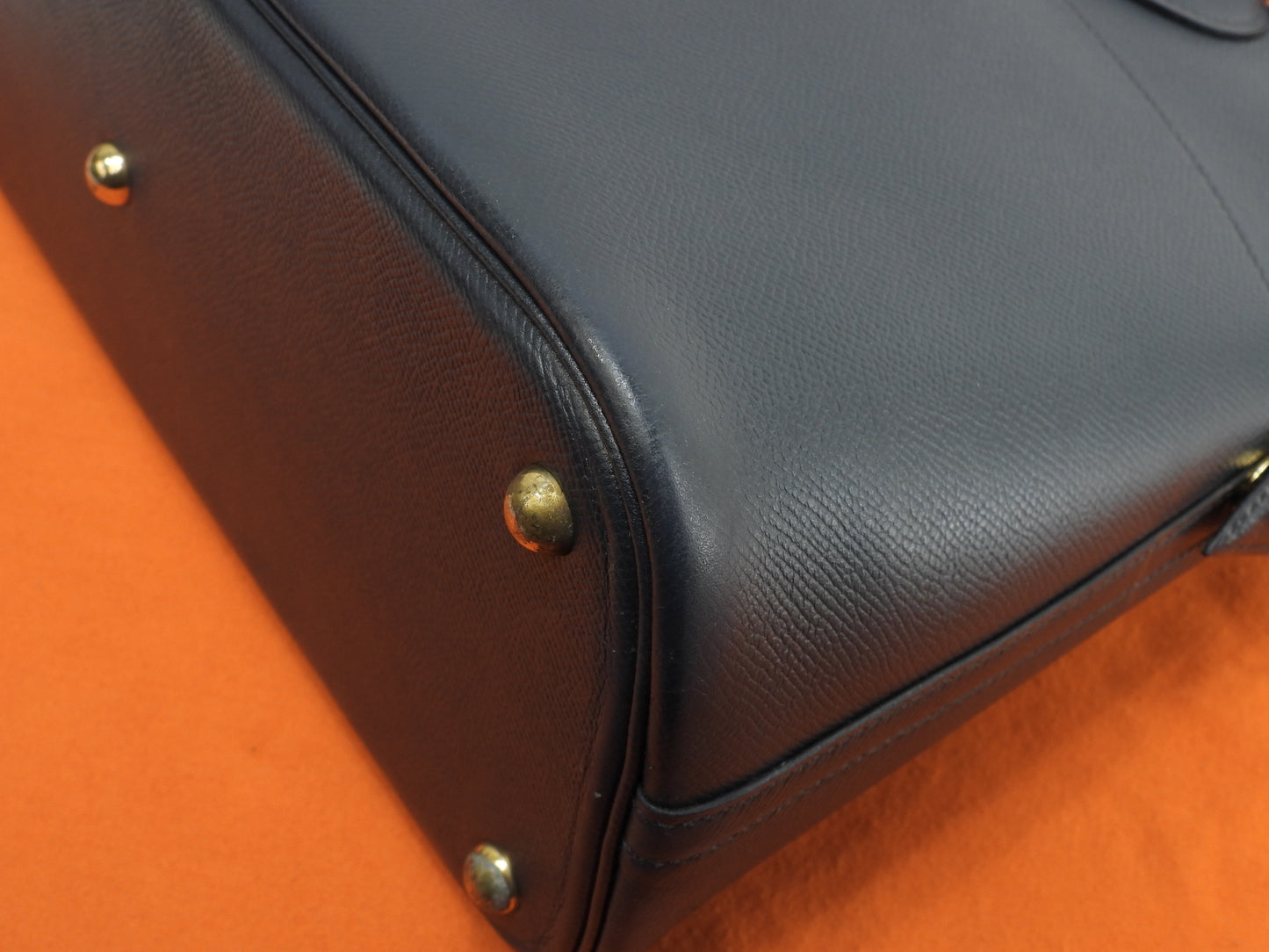 エルメス ボリード35 クシュベル紺 ゴールド金具 s付ハンドバッグ トートバッグ@□D