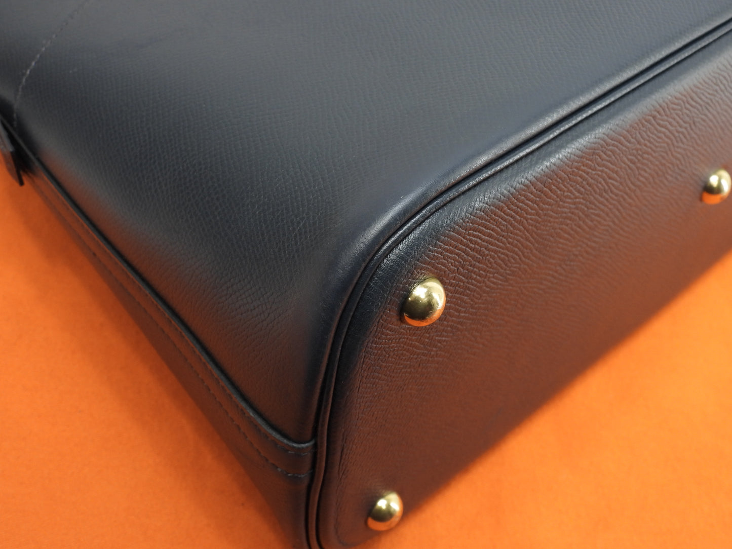 エルメス ボリード35 クシュベル紺 ゴールド金具 s付ハンドバッグ トートバッグ@□D