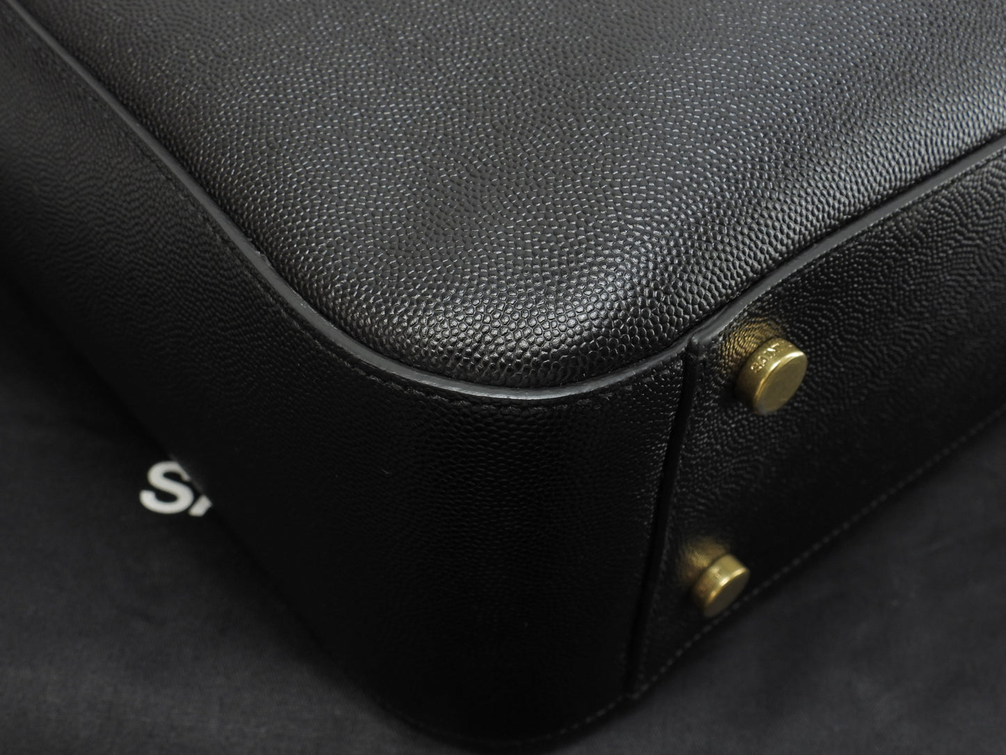 サンローラン s付トートバッグ 334564 型押レザー黒 ショルダーバッグ 美品@ 1