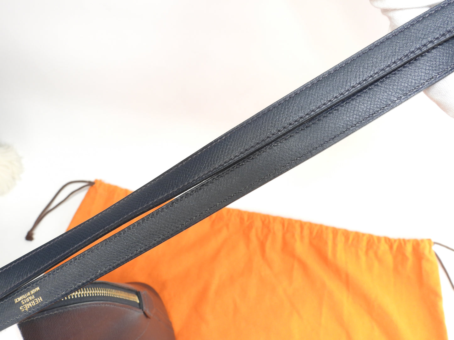 エルメス ボリード35 クシュベル紺 ゴールド金具 s付ハンドバッグ トートバッグ@□D