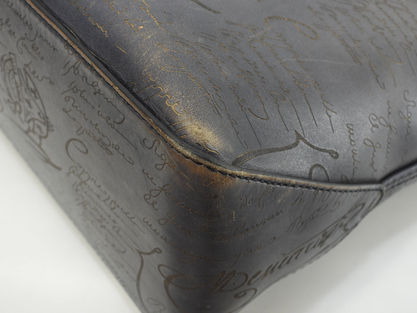 ベルルッティ トゥジュール カリグラフィ レザー濃灰 トートバッグ@A1200P