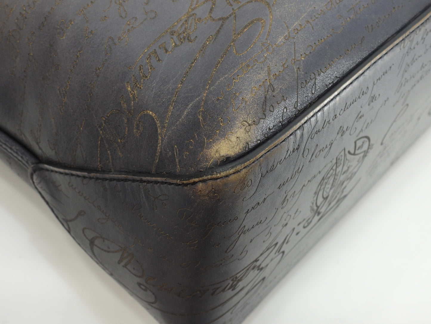 ベルルッティ トゥジュール カリグラフィ レザー濃灰 トートバッグ@A1200P