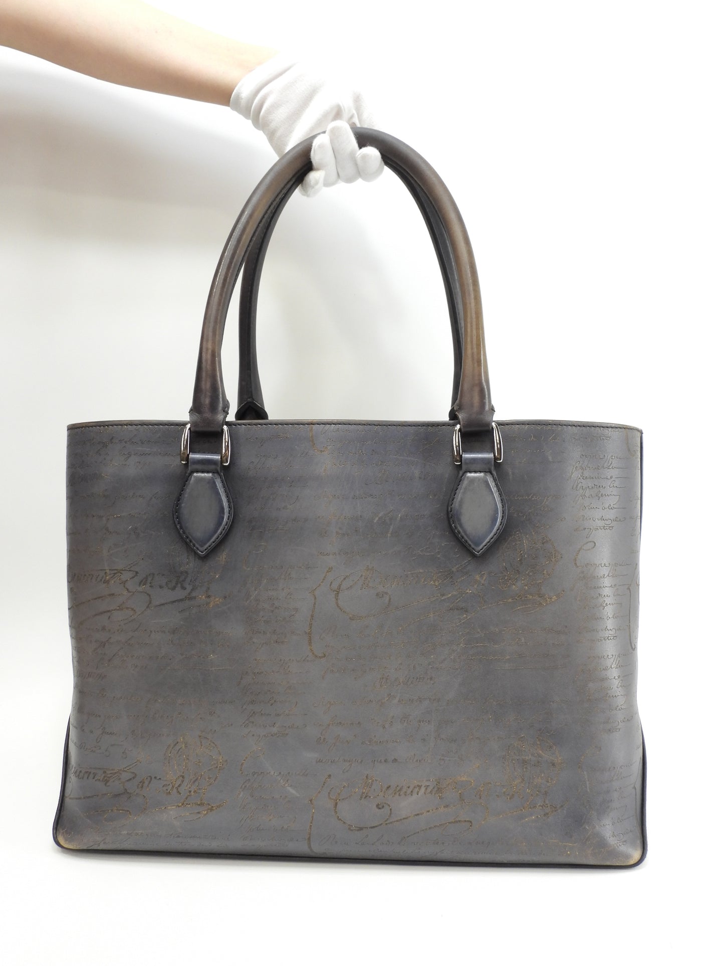 ベルルッティ トゥジュール カリグラフィ レザー濃灰 トートバッグ@A1200P