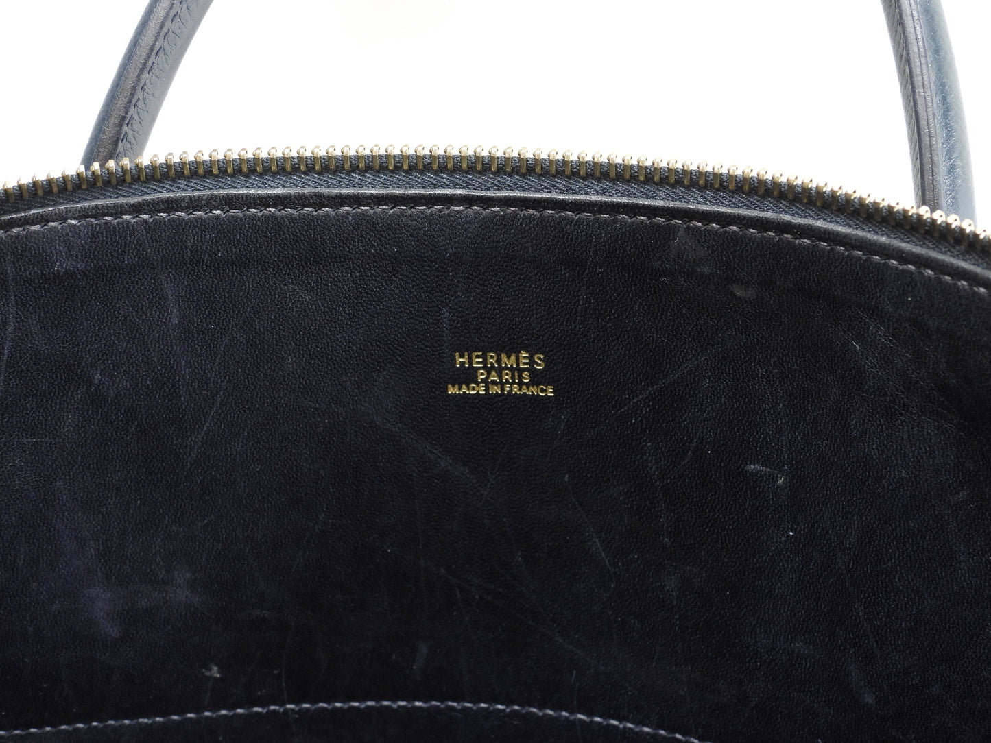 エルメス ボリード35 クシュベル紺 ゴールド金具 s付ハンドバッグ トートバッグ@□D