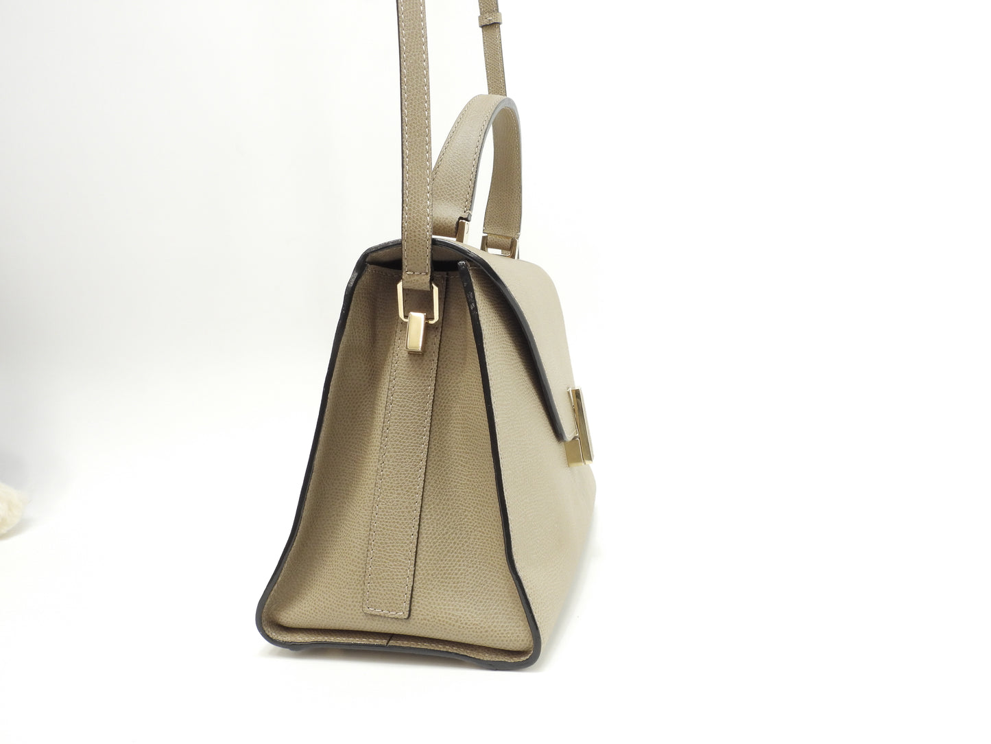 ヴァレクストラ イジィデ ミディアム 型押レザー灰 ストラップ付ハンドバッグ 美品@ 4