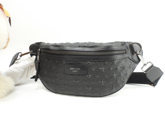 ジミーチュウ ヨーク 型押スターレザー 黒 クロスボディバッグ 斜掛ショルダー 美品@ 1