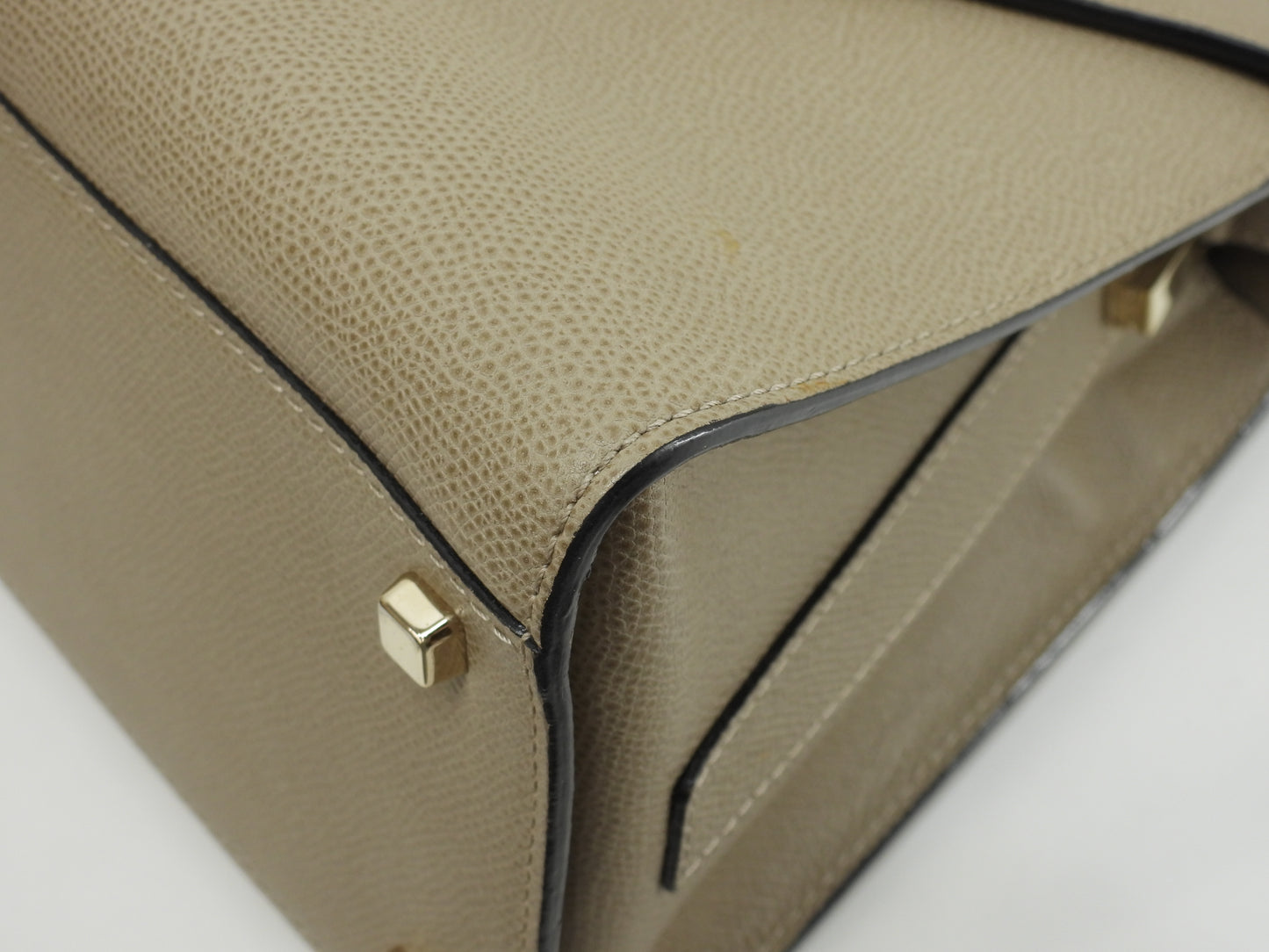 ヴァレクストラ イジィデ ミディアム 型押レザー灰 ストラップ付ハンドバッグ 美品@ 4