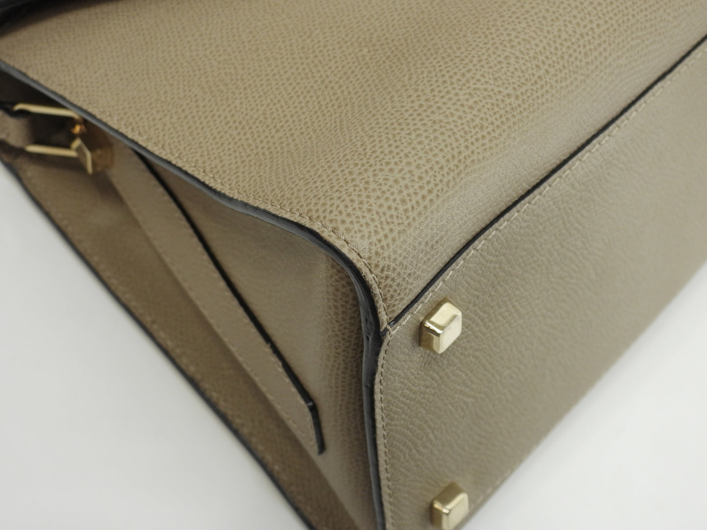 ヴァレクストラ イジィデ ミディアム 型押レザー灰 ストラップ付ハンドバッグ 美品@ 4