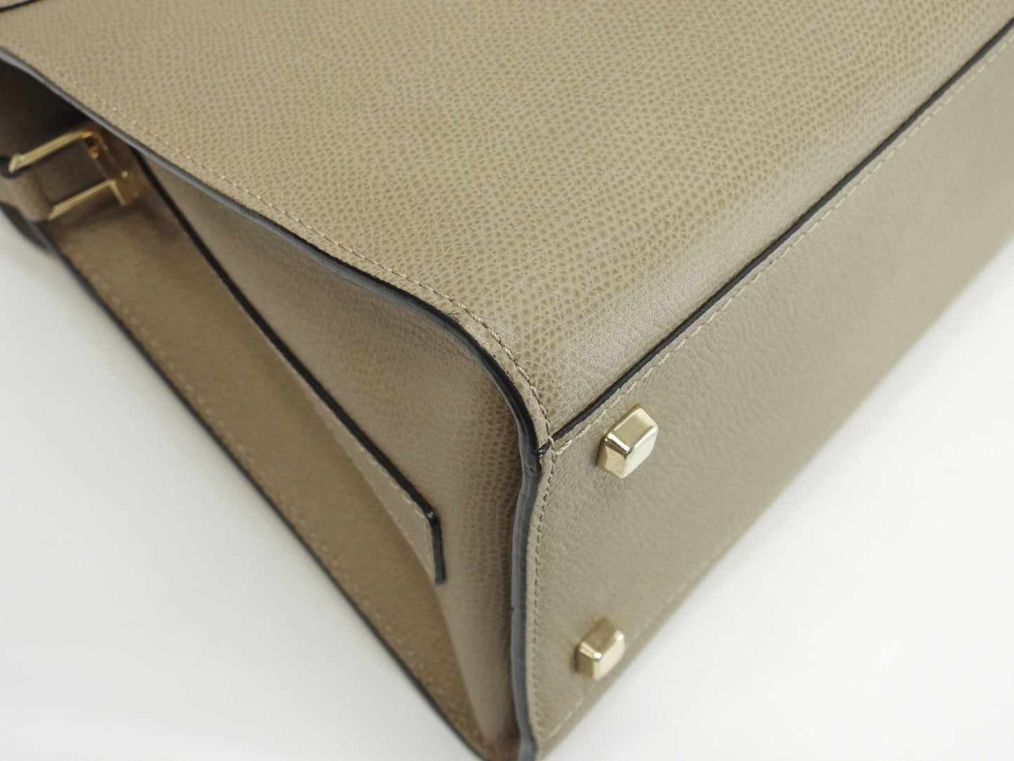 ヴァレクストラ イジィデ ミディアム 型押レザー灰 ストラップ付ハンドバッグ 美品@ 4