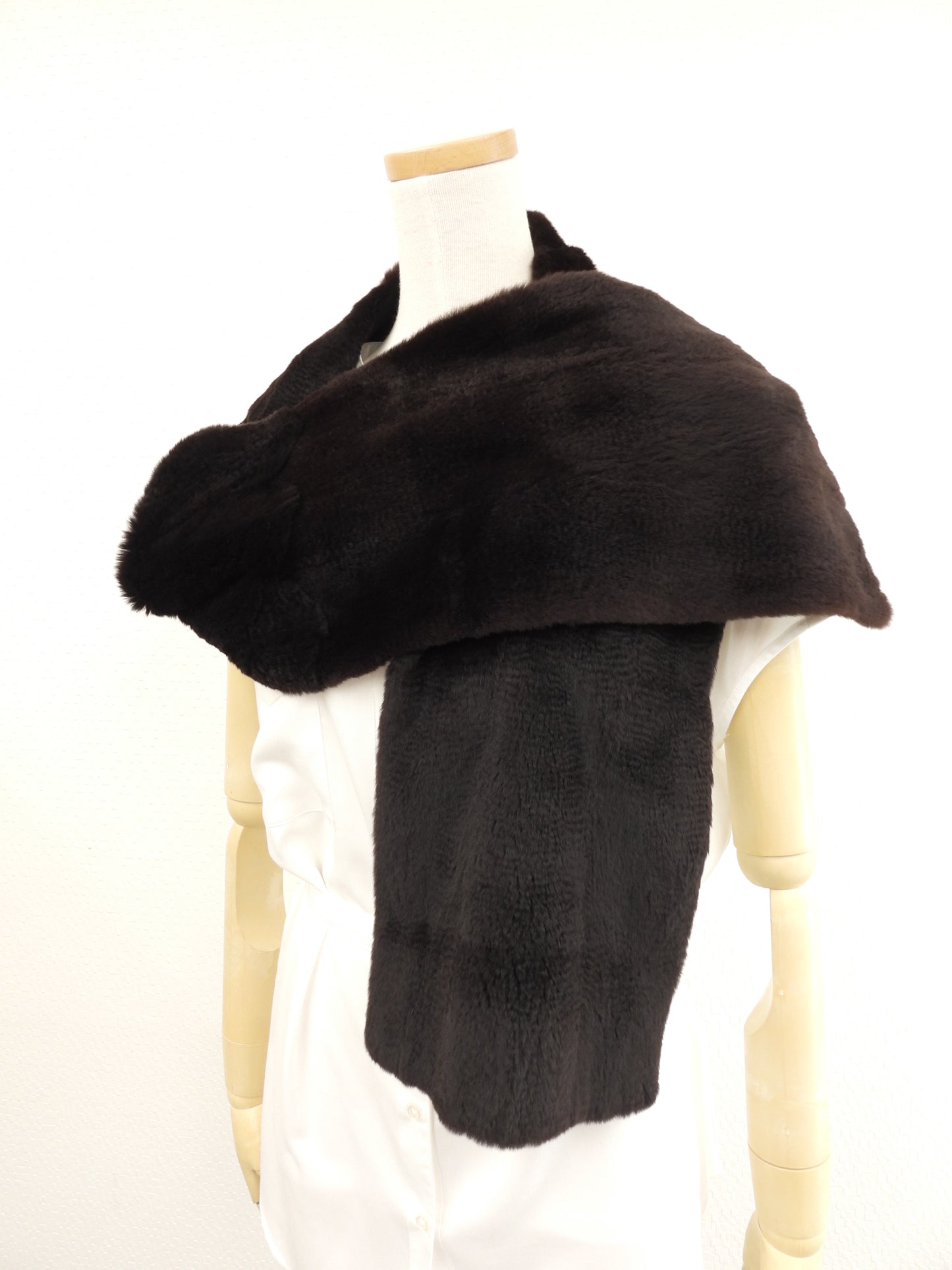 シャネル マフラー ラビットファー 薄茶黒 ネックウォーマー 美品@ 4