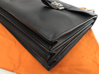 エルメス サックアデペッシュ41 フィヨルド黒 メンズ書類かばん ダブル金具@□O