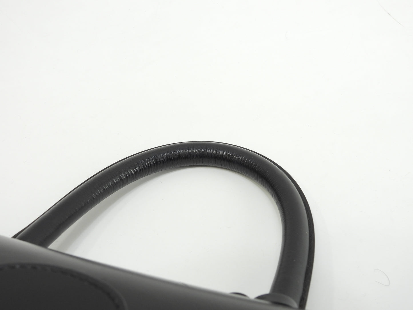 デルボー ブリヨンMM ボックスカーフレザー 黒 ハンドバッグ ケリー型@ 3