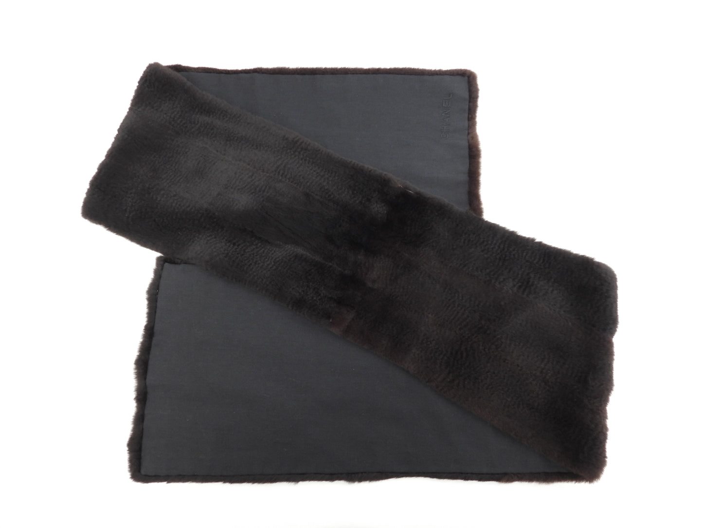 シャネル マフラー ラビットファー 薄茶黒 ネックウォーマー 美品@ 4