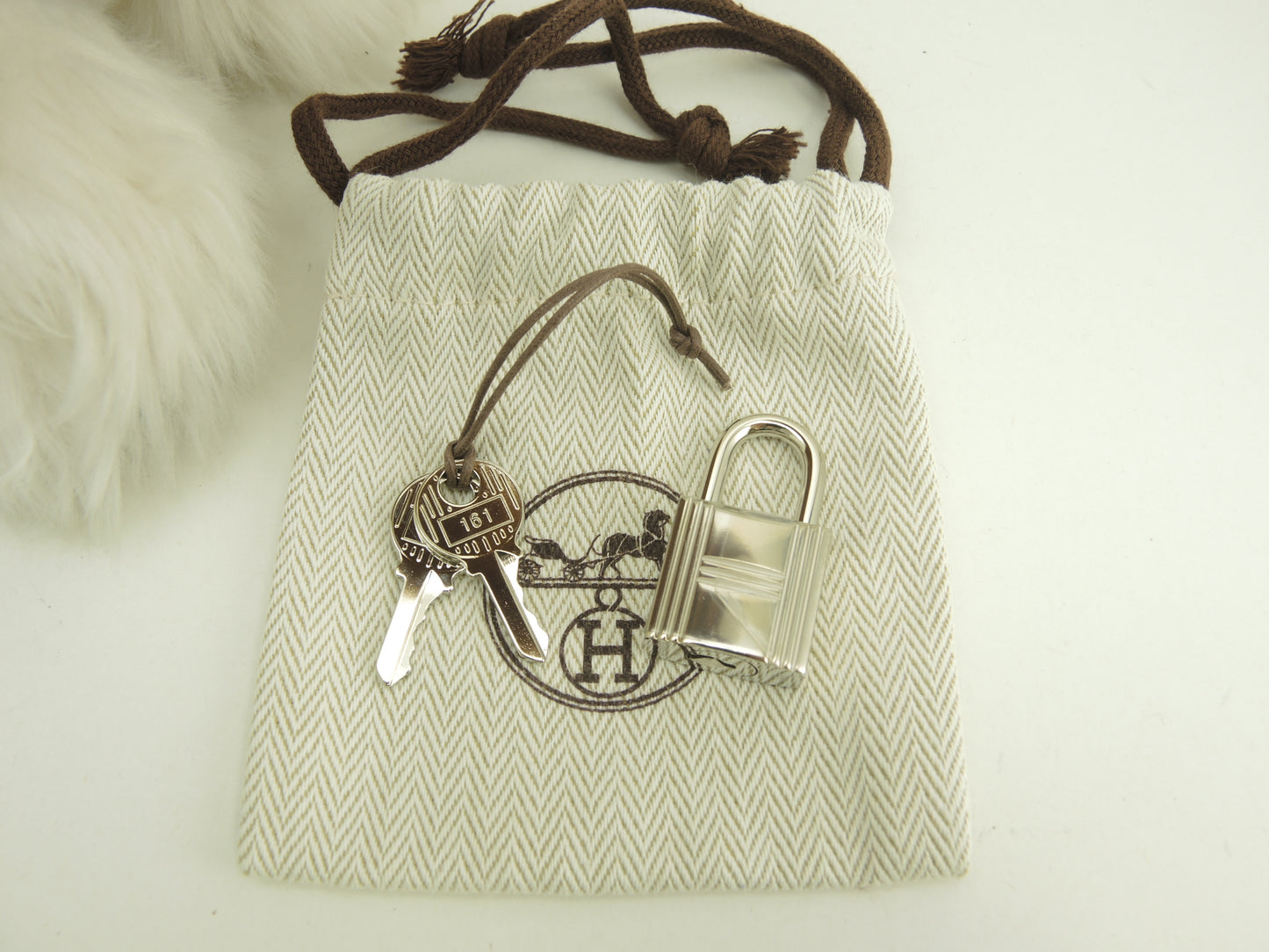 エルメス 南京錠 鍵2個 シャインシルバー パドロック キー 161 新品@ 201