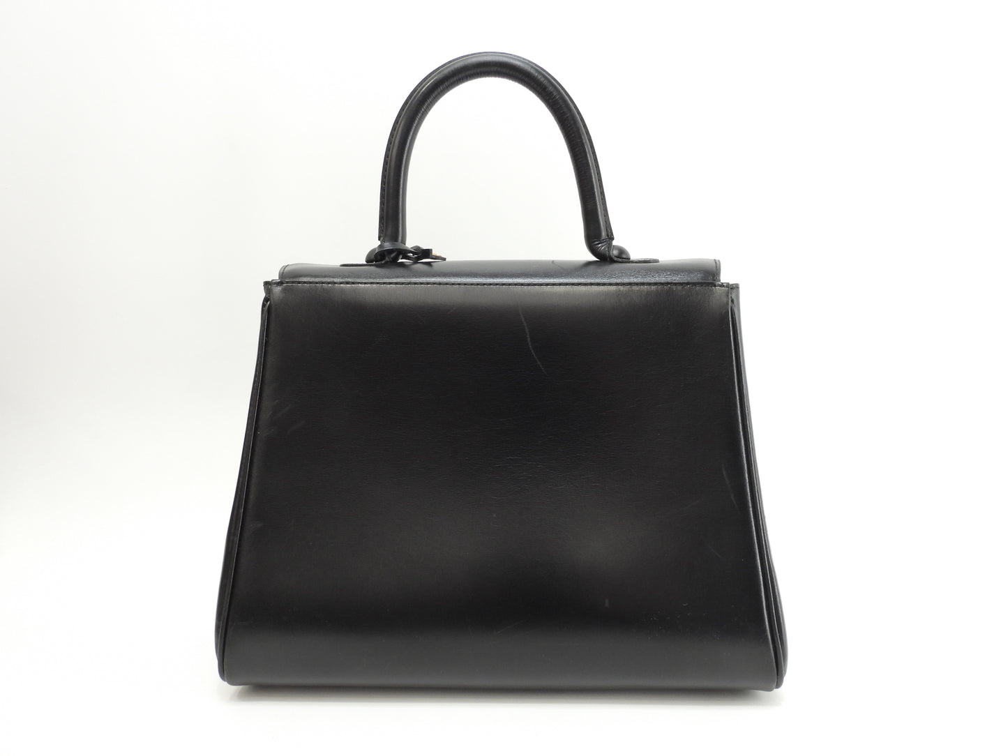 デルボー ブリヨンMM ボックスカーフレザー 黒 ハンドバッグ ケリー型@ 3