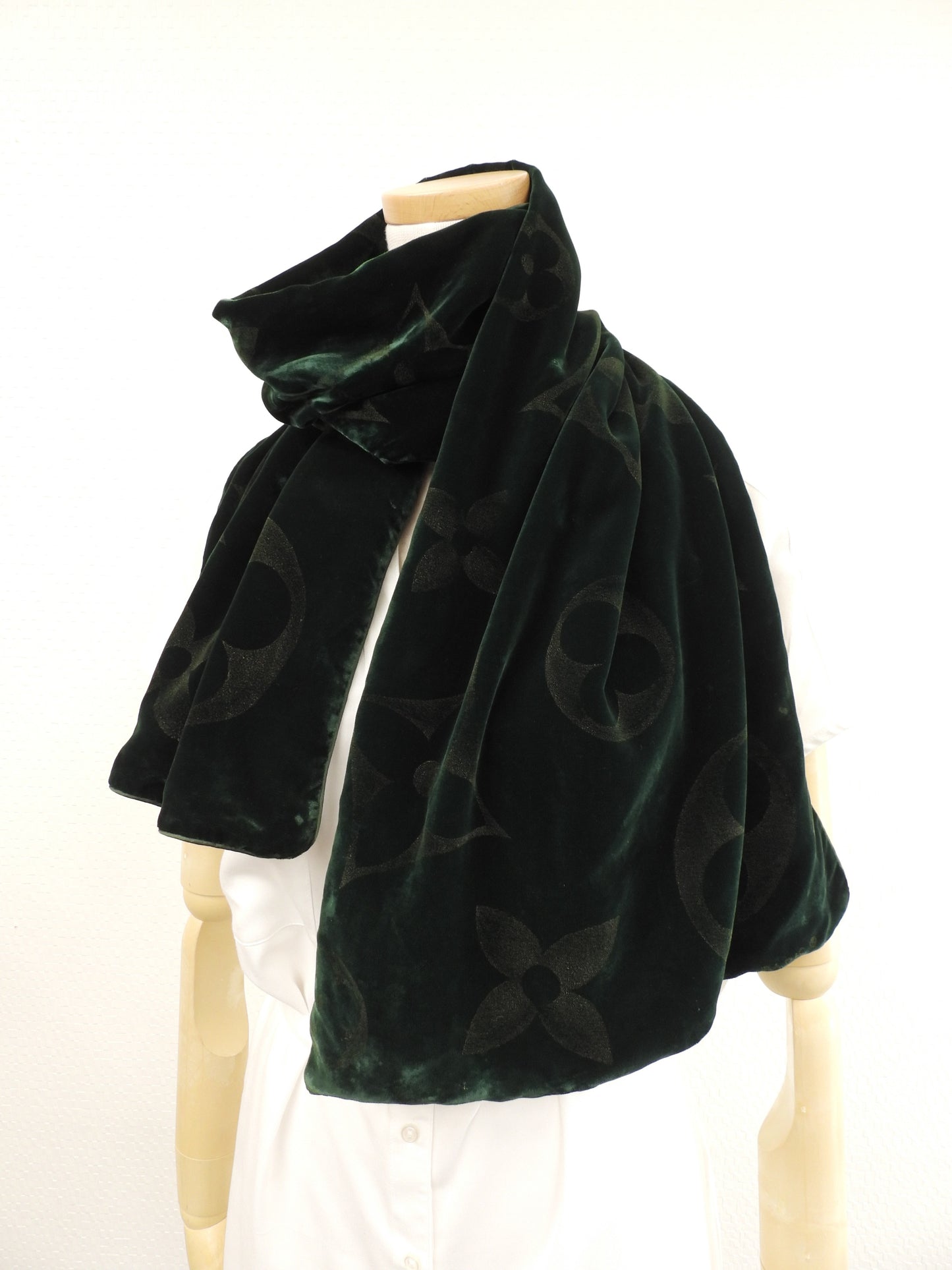 ルイヴィトン エシャルプベルベットPM M71522 緑 マフラー ネックウォーマー@ 1