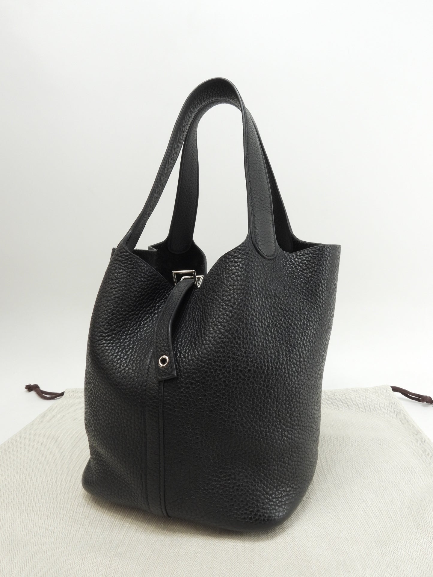 エルメス ピコタンロックMM トリヨンクレマンス 黒 ハンドバッグ シルバー金具 美品@Y 2