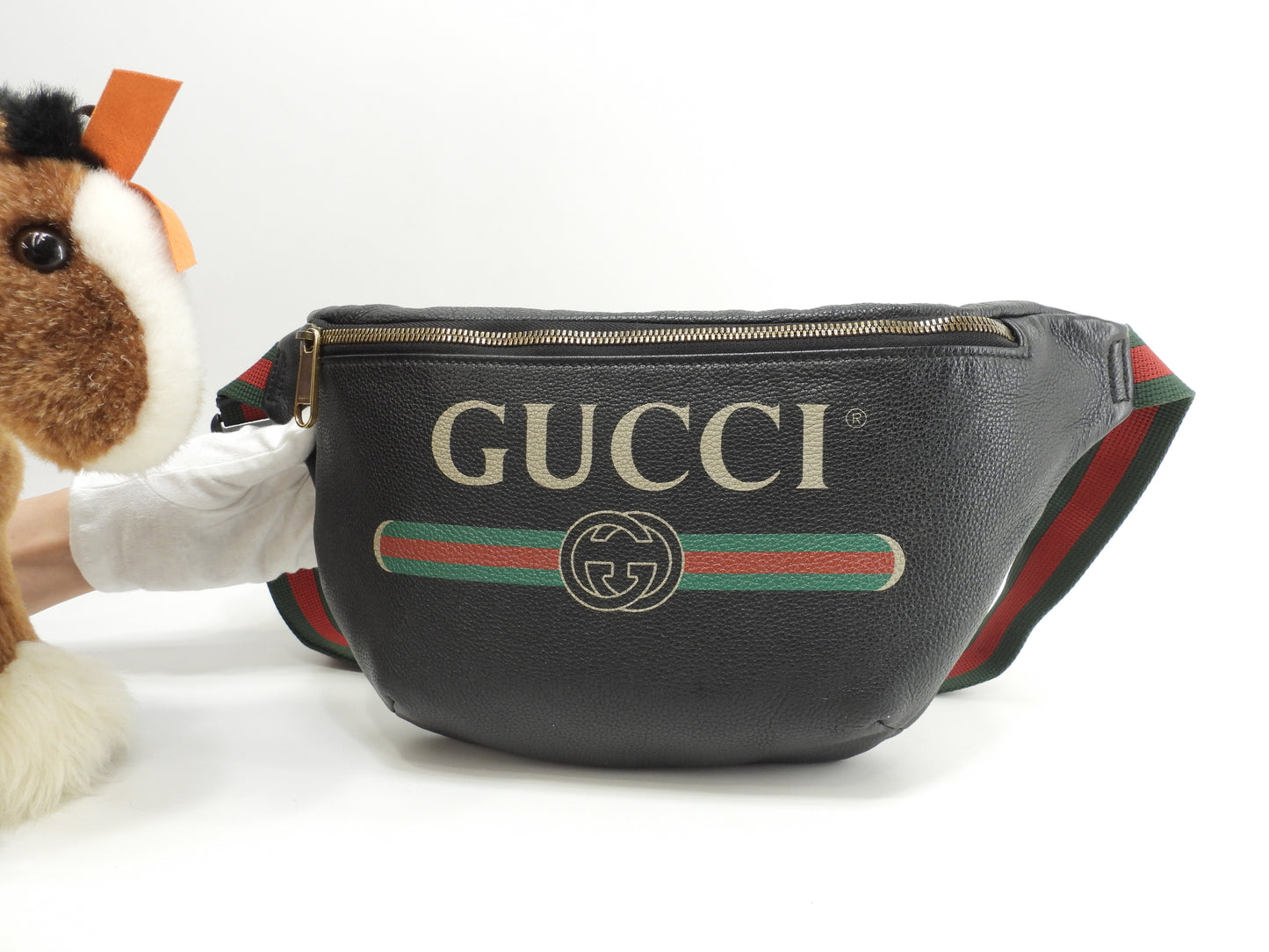 グッチ クロスボディバッグ GGロゴプリント レザー黒 斜掛ショルダーバッグ@ 7