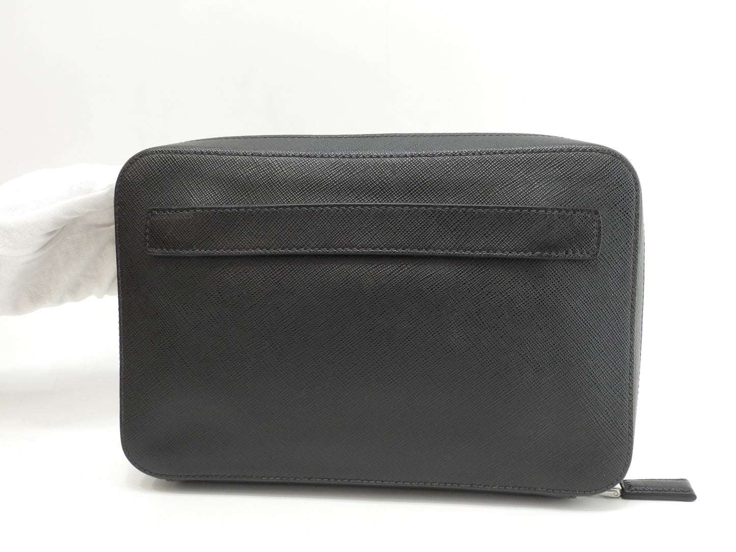 プラダ クラッチウォレットバッグ トリアングルロゴ サフィアーノレザー黒 財布@566