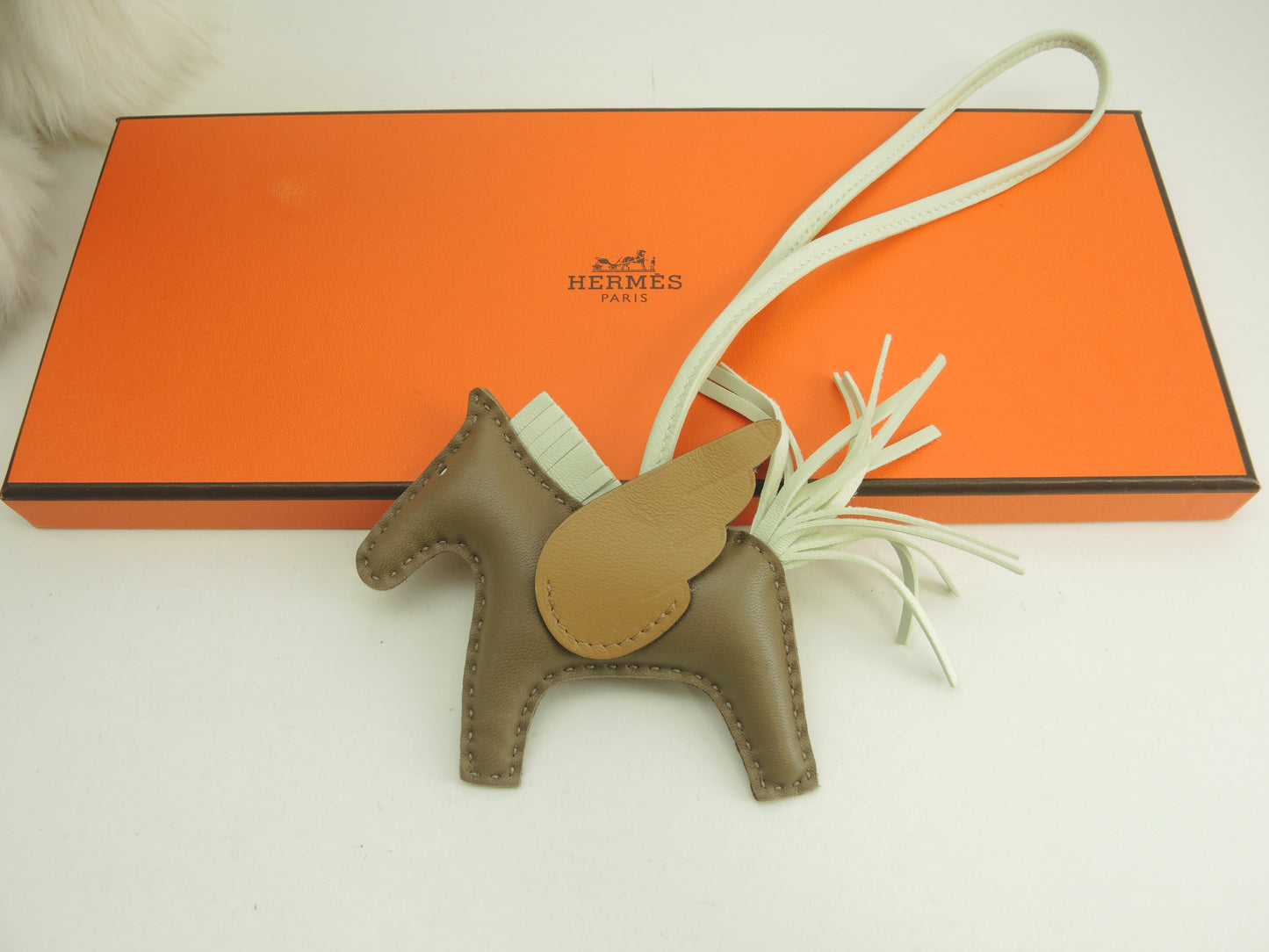 エルメス ロデオPMペガサス アニューミロ トープ茶薄緑 バッグチャーム 未使用@B 3