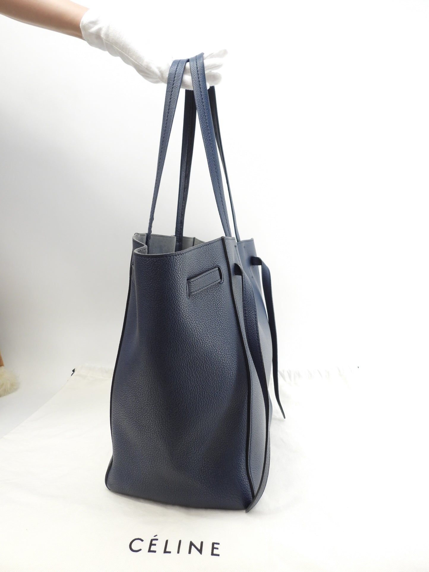セリーヌ カバファントムスモール レザー 濃青 トートバッグ ショルダーバッグ@U-CU-0240