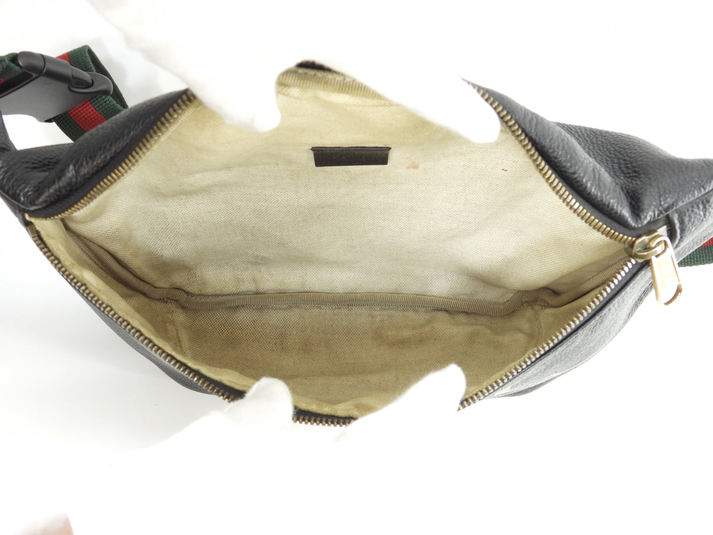 グッチ クロスボディバッグ GGロゴプリント レザー黒 斜掛ショルダーバッグ@ 7