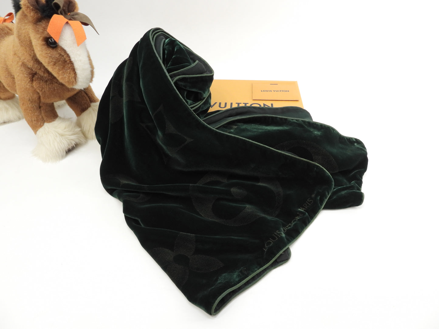 ルイヴィトン エシャルプベルベットPM M71522 緑 マフラー ネックウォーマー@ 1