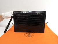 エルメス ジェット クロコダイル 黒 セカンドバッグ クラッチバッグ 美品@○K