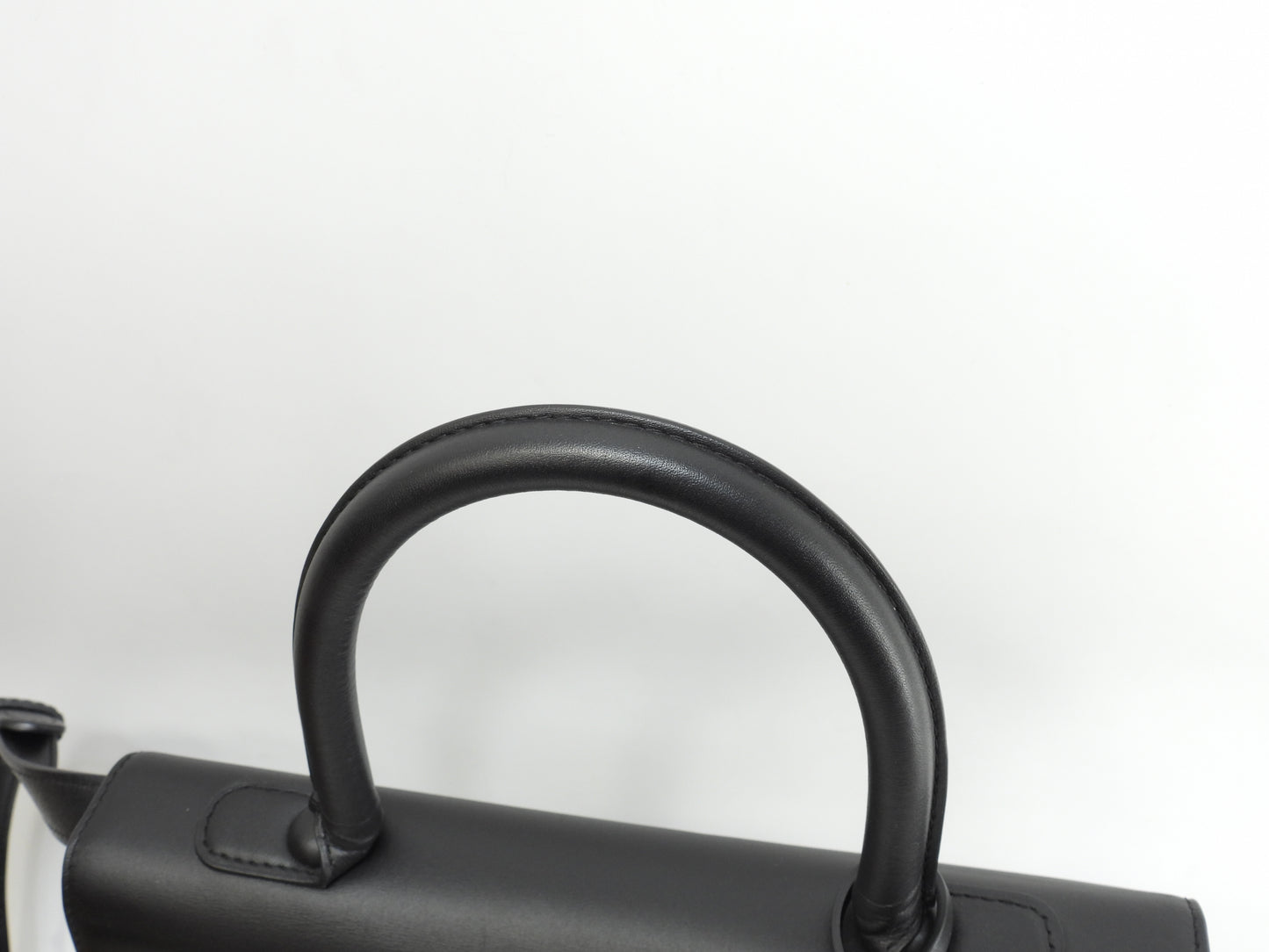 デルボー ブリヨンMM ボックスカーフレザー黒 シルバー金具 s付ハンドバッグ ケリー型 美品@ 1